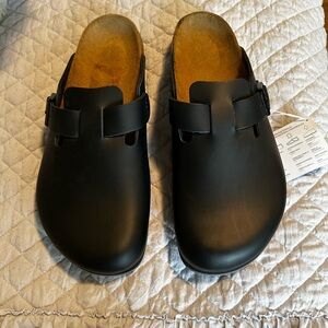 Birkenstock- NEW - Boston Grip Leather - Vintage Wood Black - no box